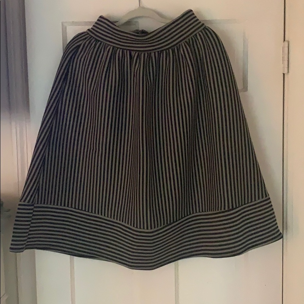 Gray and Black Striped Long Skirt